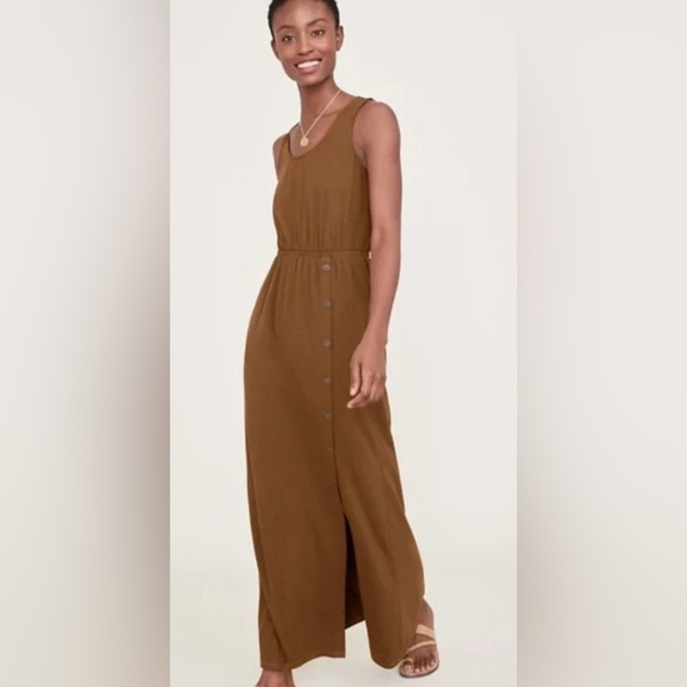 Garnet Hill Maci Button Down Terracotta Sleeveless Maxi Dress Size Small